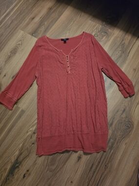 Rust Red Women's Henley Knit Tunic